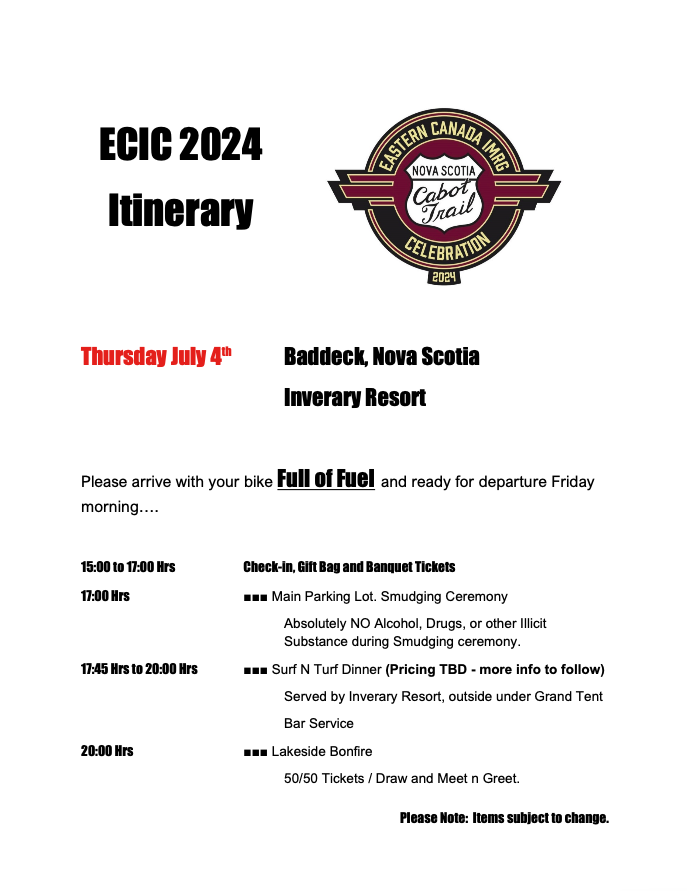 ECIC 2024 Itinerary IMRG Canada